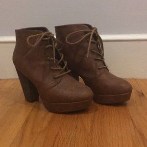 Brown booties barely worn !!
